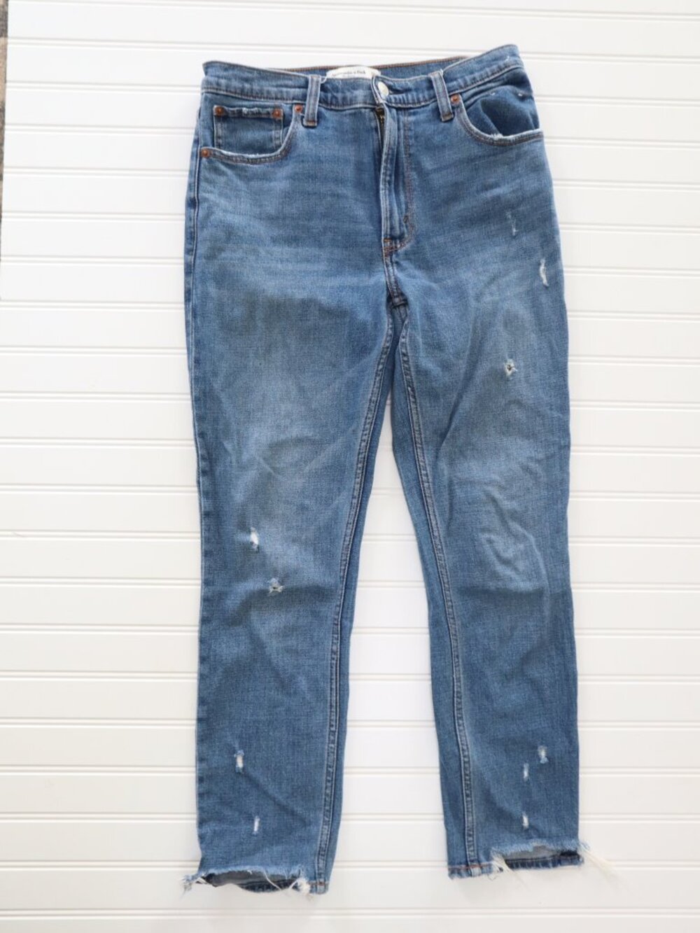 Abercrombie High Rise Skinny Jeans Size 26 Distressed Raw Hem